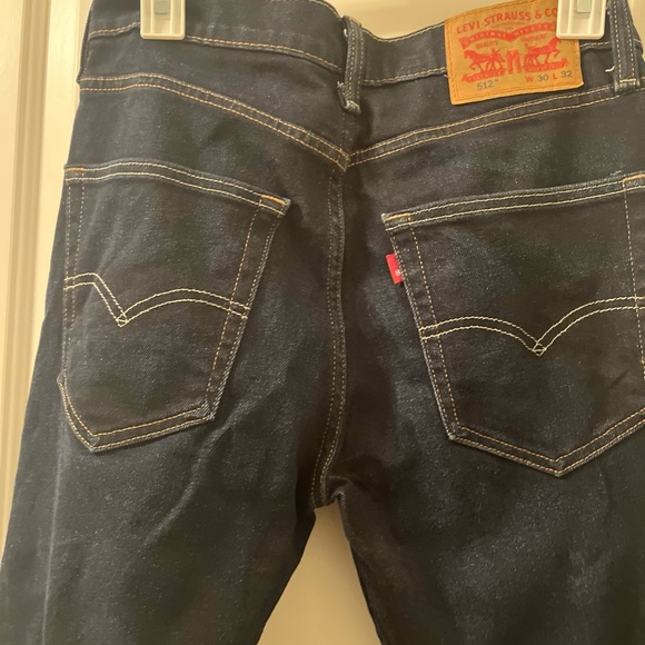Levi Strauss & Co. 512 Men's Blue Denim Jeans Zip Button Pockets Dark Size 30x32 - Picture 13 of 14